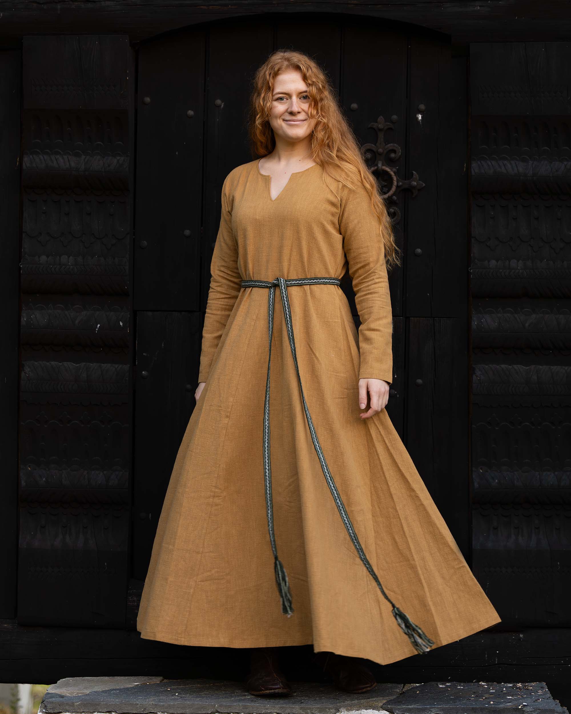 medieval linen dress Linen Frontlaced Gown
